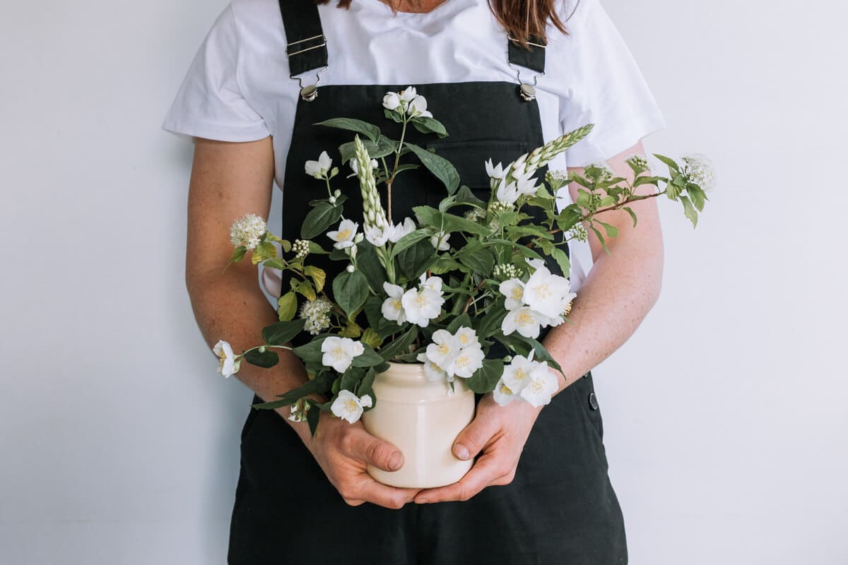 Florist and flower farmer sophie in her Wagga Wagga studio with bright fresh flowers